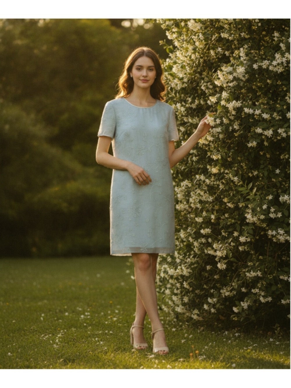 Talbots vintage silk baby powder blue spring event dress Size 10
